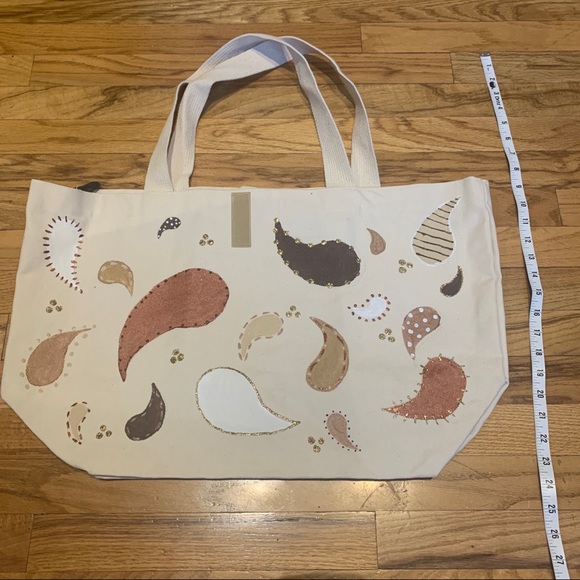 Hand painted, canvas tote : paisley designs